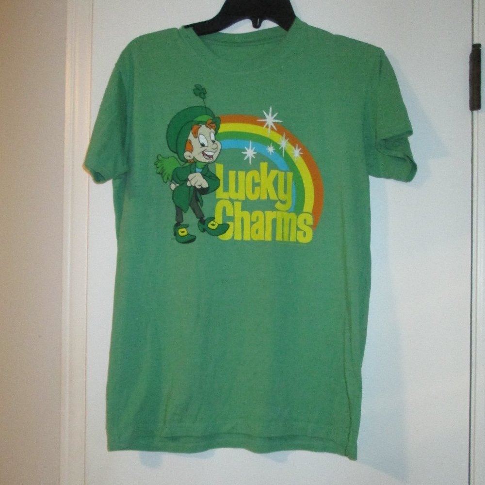 Tee Luv Lucky Charms Tee Shirt Vintage Retro Style Leprechaun Rainbow Green sz M